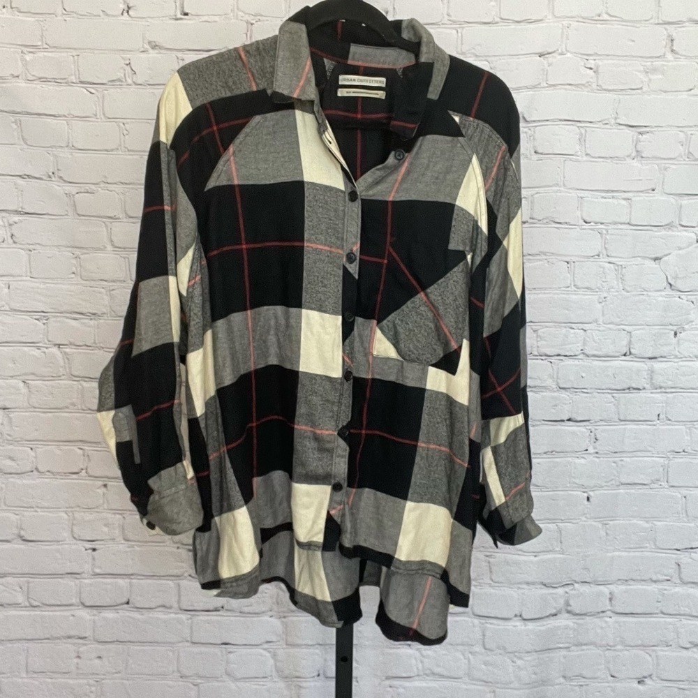 Urban Outfitters Plaid Button Down Flannel Tunic
